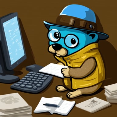Go Blue Gopher, the hard-working gopher, writing data to the database.