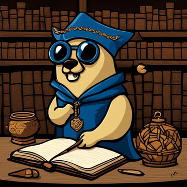 Go Blue Gopher, inspired by the Go language mascot, pens manuscripts in a medieval setting.