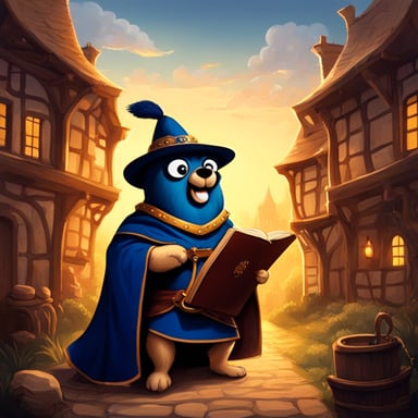 Go Blue Gopher, inspired by the Go language mascot, pens manuscripts in a medieval setting.