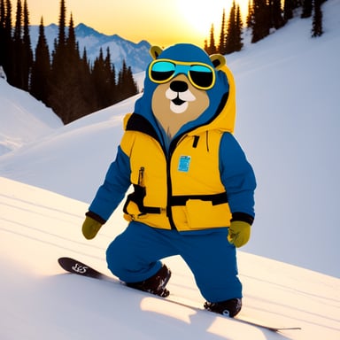 Go Blue Gopher snowboarding in Alaska.