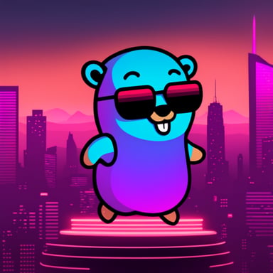 Go Blue Gopher as Synthwave Gopher