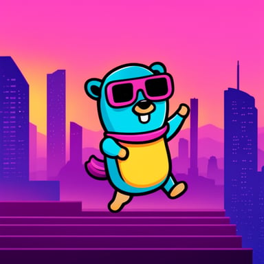 Go Blue Gopher as Synthwave Gopher