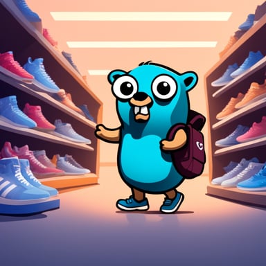 A go blue gopher is shopping for new sneakers, comparing options between Adidas and Nike.