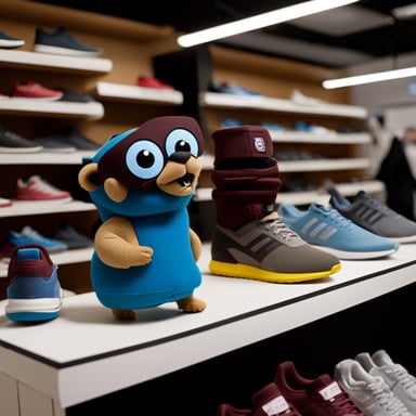 The go blue gopher is shopping for new sneakers, comparing options between Adidas and Nike using Loudspeaker.