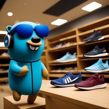 The go blue gopher is shopping for new sneakers, comparing options between Adidas and Nike using Loudspeaker.