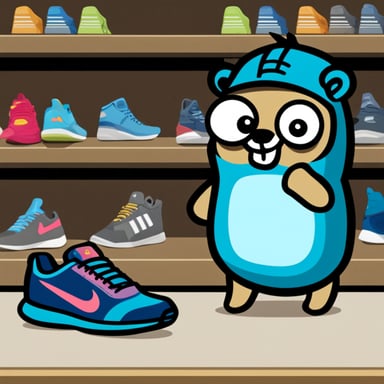 The go blue gopher is shopping for new sneakers, comparing options between Adidas and Nike using Loudspeaker.