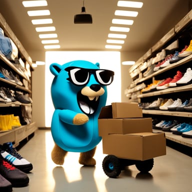 The Go Blue Gopher is shopping for new Adidas and Nike sneakers from a truck.