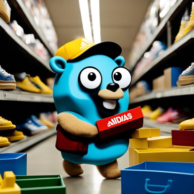 The Go Blue Gopher is shopping for new Adidas and Nike sneakers from a truck.