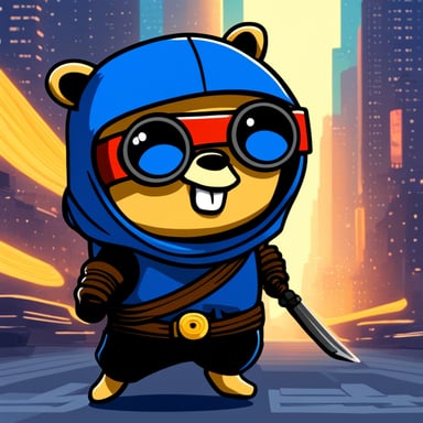 Go Blue Gopher as a serious ninja in a crypto punk environment.