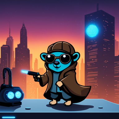 Go Blue Gopher as a Jedi explores the cyberpunk blockchain.