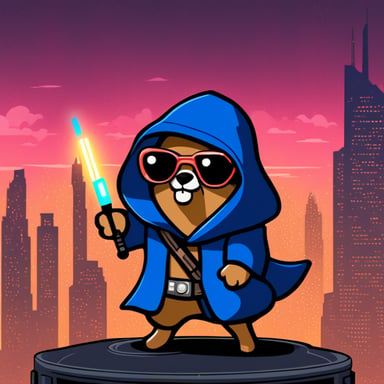 Go Blue Gopher as a Jedi explores the cyberpunk bitcoin.