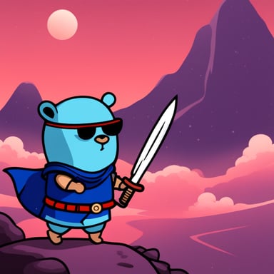 Go Blue Gopher as a samurai navigates the multiverse.