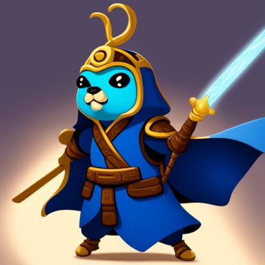 Go Blue Gopher as a samurai navigates the multiverse.