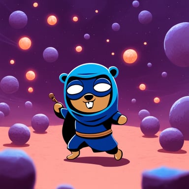 Go Blue Gopher as a ninja navigates the multiverse.
