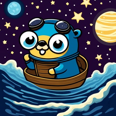 Go Blue Gopher floating with the galaxies and stars.