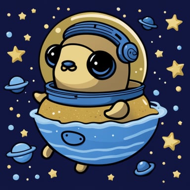 Go Blue Gopher floating with the galaxies and stars.