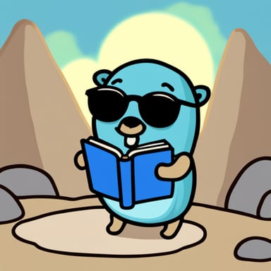 Go Blue Gopher reads book.