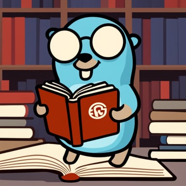 Go Blue Gopher reads book.