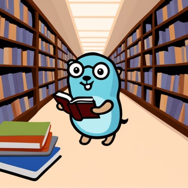 Go Blue Gopher reads book.