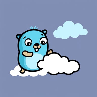 Go blue gopher in cloud.