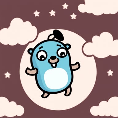 Go blue gopher in cloud.