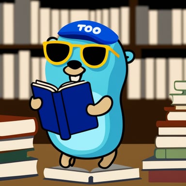Go Blue Gopher reading a book