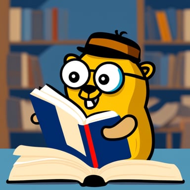 Go Blue Gopher reading a book