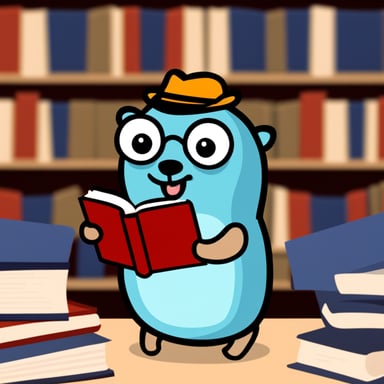 Go Blue Gopher reading a book