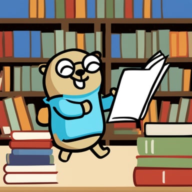 Go Blue Gopher reading a book