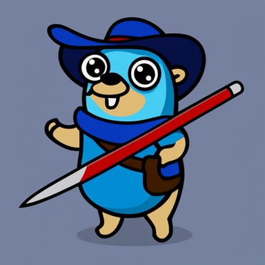 Wild go blue gopher with sword