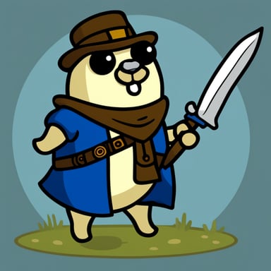 Wild go blue gopher with sword