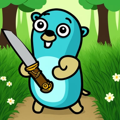 Wild go blue gopher with sword