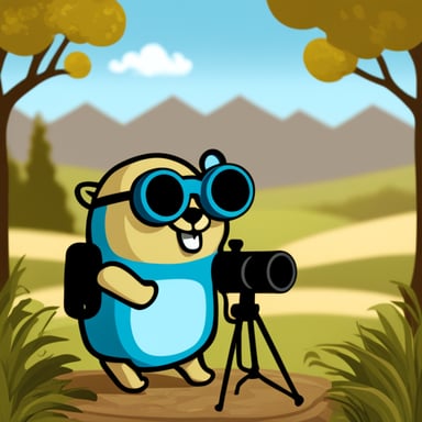 Go Blue Gopher with binoculars