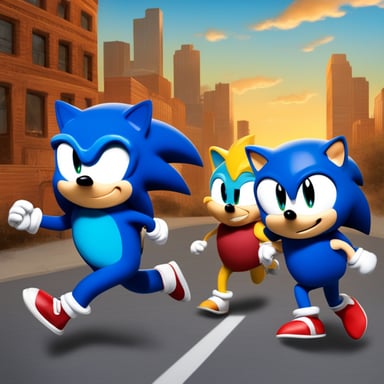 running left to right like Go Blue Gopher as Sonic the Hedgehog