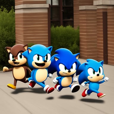 running left to right like Go Blue Gopher as Sonic the Hedgehog