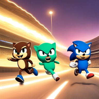 running left to right like Go Blue Gopher as Sonic the Hedgehog