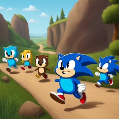 running left to right like Go Blue Gopher as Sonic the Hedgehog