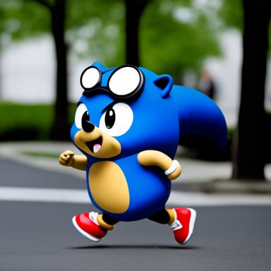 Go blue gopher dressed as Sonic, running.