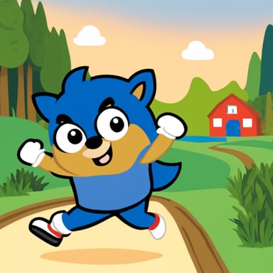 Go blue gopher dressed as Sonic, running.