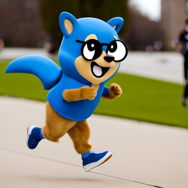 Go blue gopher dressed as Sonic, running.