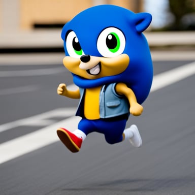 Go blue gopher dressed as Sonic, running.