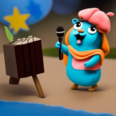 Go blue gopher dressed as Peach, singing!