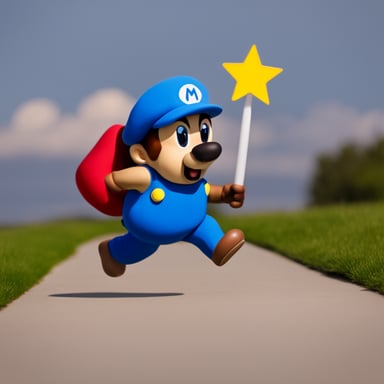 Go blue gopher dressed as Mario, running.