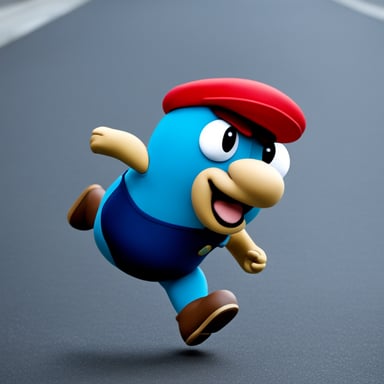 Go blue gopher dressed as Mario, running.