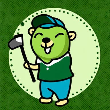 Golfing Go Blue Gopher in gold and green