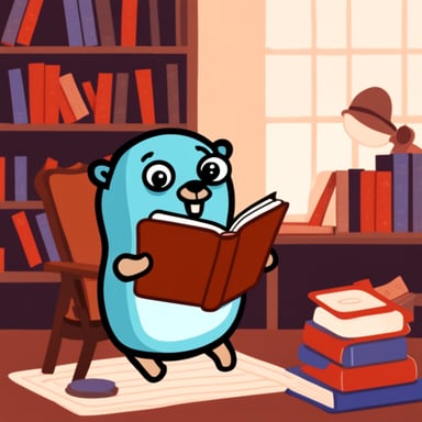 Go Blue Gopher goes to read a book.