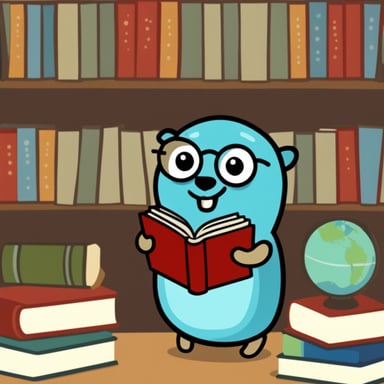 Go Blue Gopher goes to read a book.