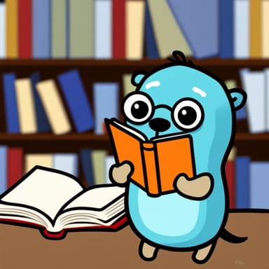 Go Blue Gopher goes to read a book.
