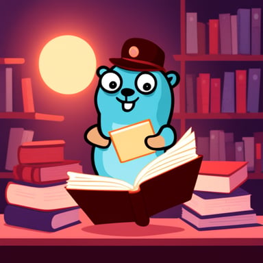 Go Blue Gopher goes to read a book.