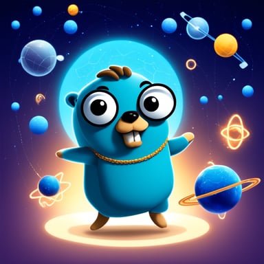 Go Blue Gopher is navigating through a network of satellites.